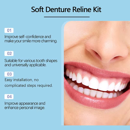 New Denture Silicone Kit Denture Silicone Liners Soft Denture Kit Soft Denture Kit Teeth Upper and Lower Set Easy Use 2024